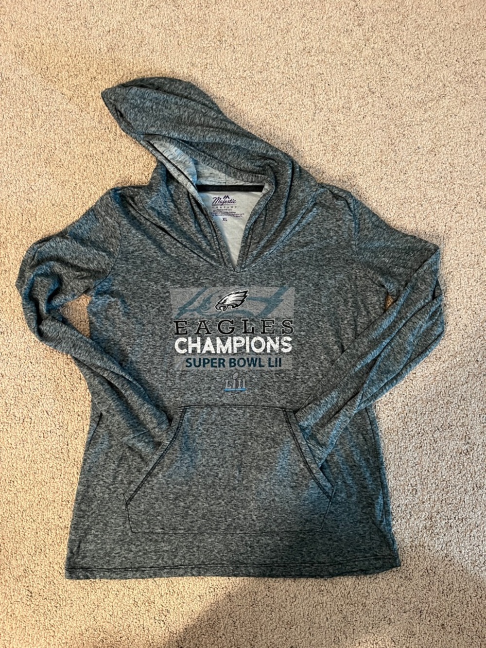 Majestic Heather Green Eagles Super Bowl Champions Hooded Top